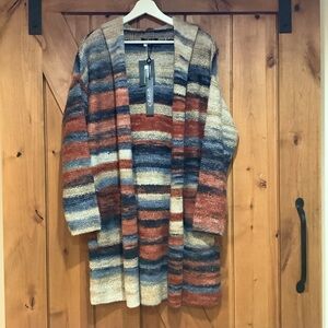 New Charlie B Striped Hooded Cardigan